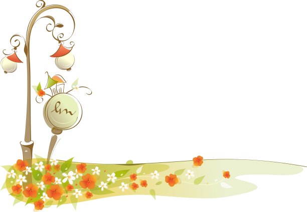 路灯旁的花图片下载