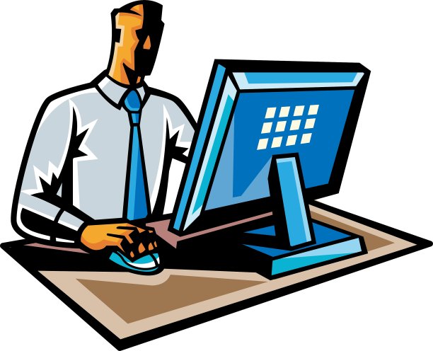 在电脑上工作的人的侧视图图片下载