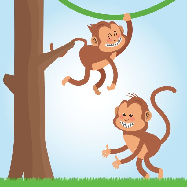 猴子设计动物和卡通概念图片下载