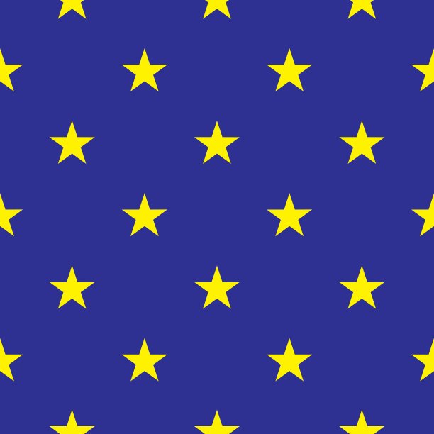 蓝色背景上黄色星星的瓷砖图案图片下载