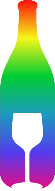 酒瓶和玻璃标志在彩虹的颜色图片下载