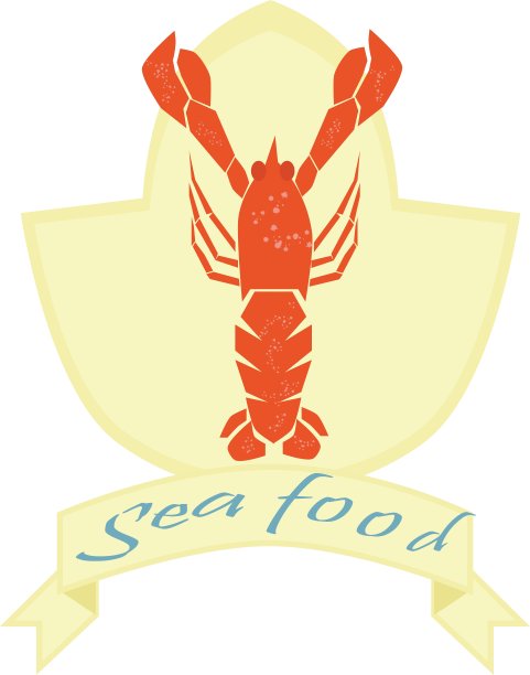 海鲜标签龙虾标志在孤立的背景图片下载