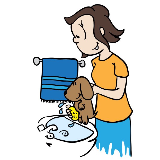 妈妈给狗洗澡图片下载