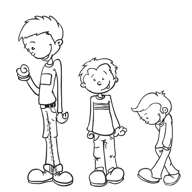 简单的黑白小男孩长大了图片下载