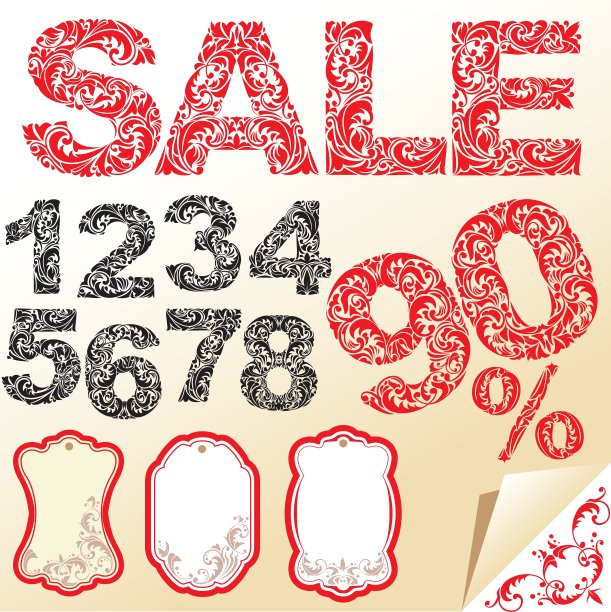 字销售数字和字母是由花卉图片下载