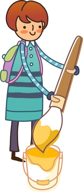 男孩拿着刷子的侧视图图片下载