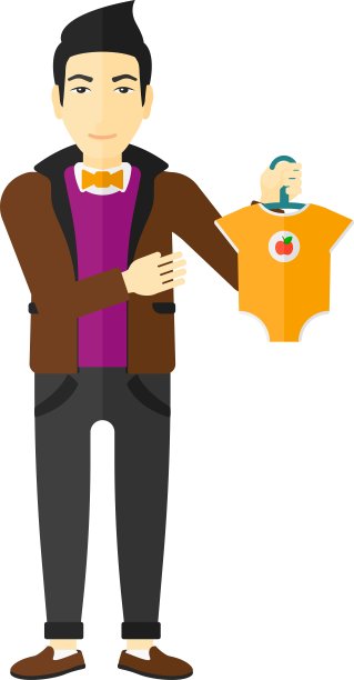 为婴儿拿衣服的男人图片下载