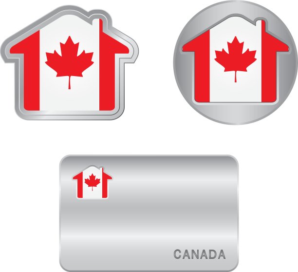 加拿大国旗上的Home图标图片下载