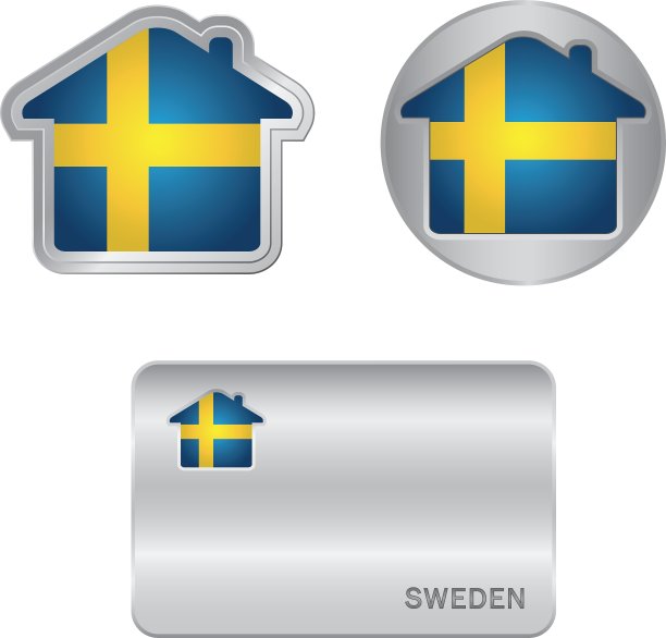 瑞典国旗上的家的图标图片下载