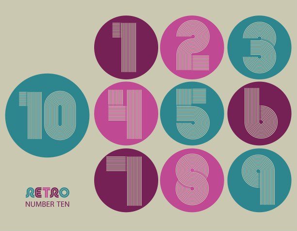 复古条纹时髦的数字集图片下载