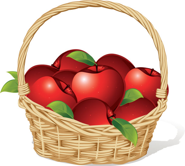 篮子里的红苹果孤立在白苹果上图片下载