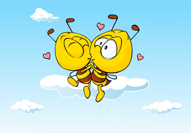 恋爱中的蜜蜂亲吻-可爱图片下载