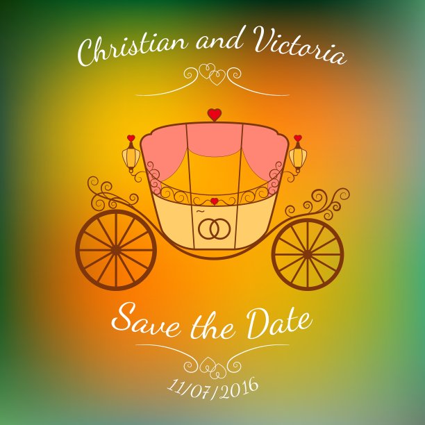 婚礼复古马车与卷发图片下载