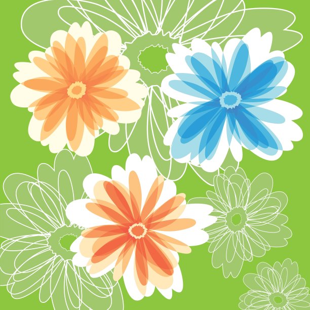 绿色背景上的抽象花朵图片下载