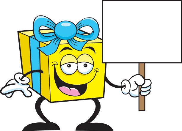 卡通礼物举着一个标志图片下载