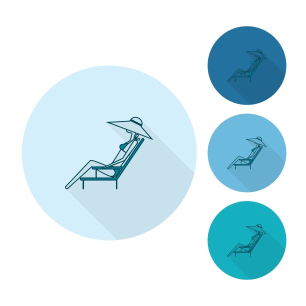 夏季和海滩简单的平面图标图片下载