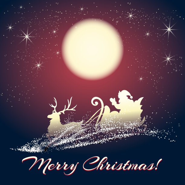 圣诞老人驾着驯鹿雪橇图片下载