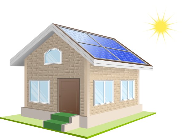 度假屋屋顶上的太阳能电池板太阳能发电图片下载