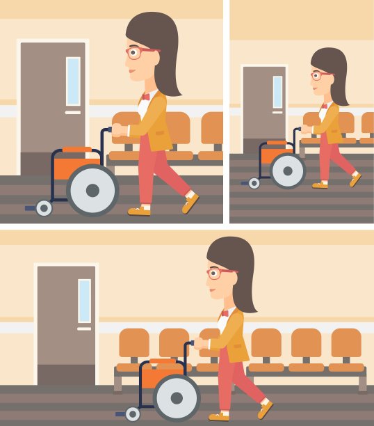 女人推轮椅图片下载