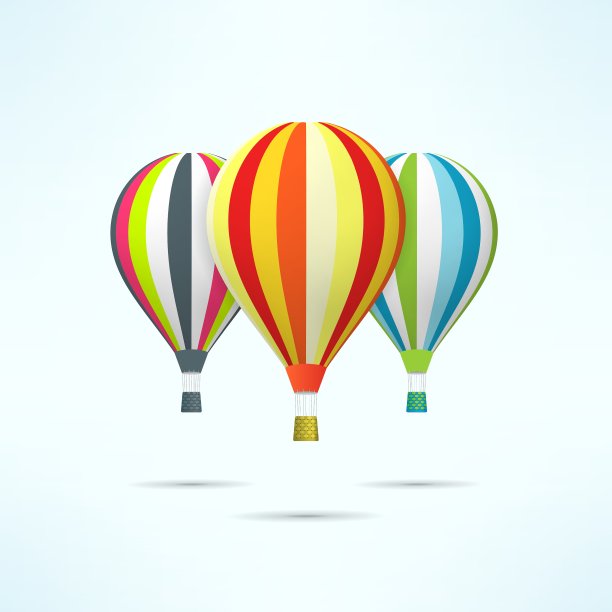 彩色的热气球孤立在白色图片下载