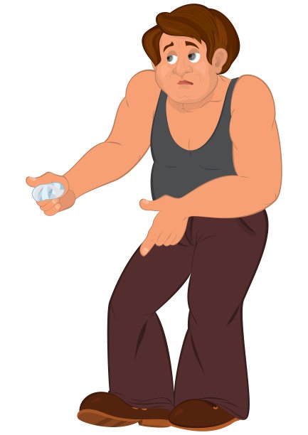 卡通人物在棕色裤子和受伤的手指悲伤图片下载