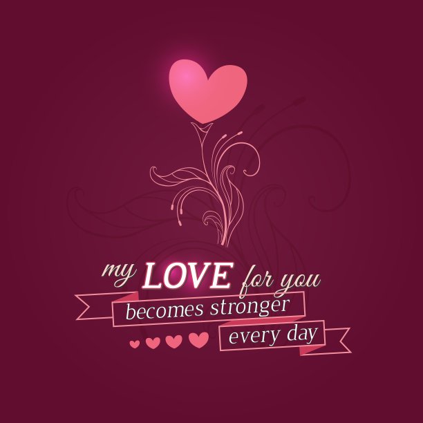 快乐的情人节卡片与成长的花图片下载