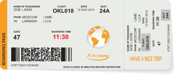 航空公司登机牌机票的模式图片下载