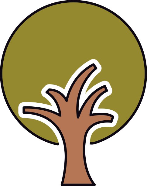 树枝与树叶孤立的图标设计图片下载