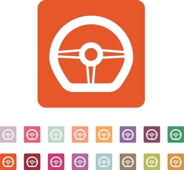 方向盘图标汽车标志平坦图片下载