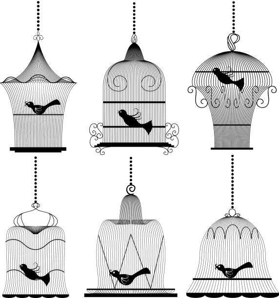 老式鸟笼套装图片下载