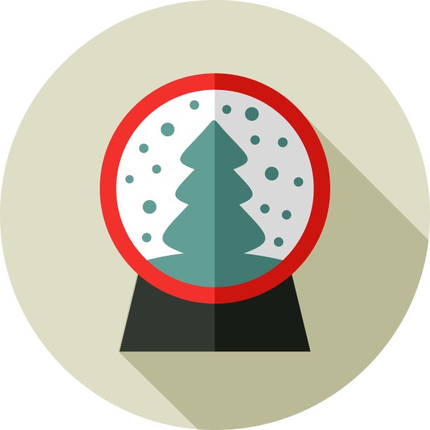 圣诞雪花玻璃球里面有一棵树的平面图标图片下载