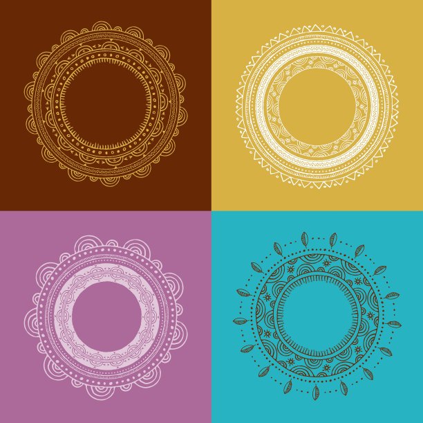 部落波西米亚曼荼罗背景与圆形图片下载