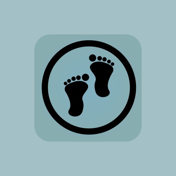 淡蓝色脚印标志图片下载