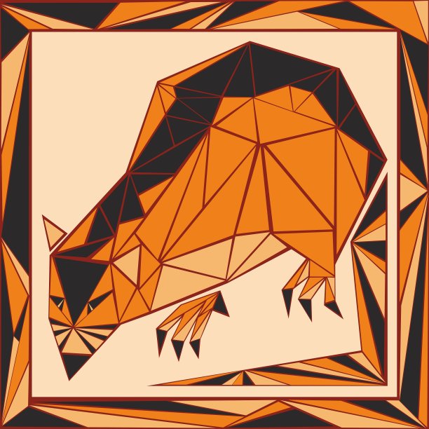 中国占星术风格的彩色玻璃老鼠图片下载