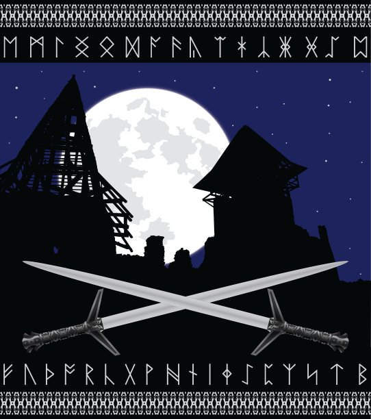 城堡废墟与月亮图片下载