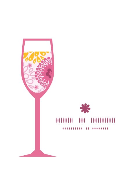 粉红色的田花酒杯剪影图案图片下载