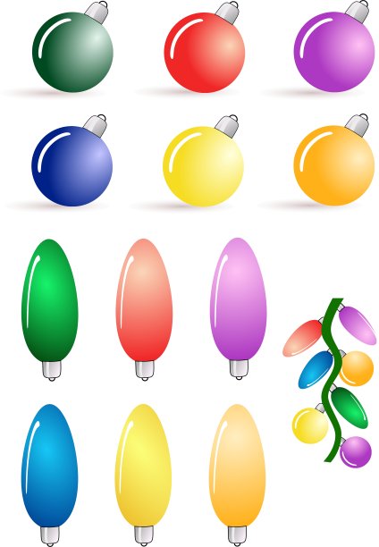 圣诞装饰灯和球图片下载