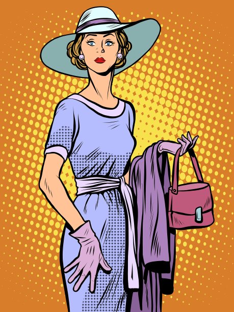 优雅的女士穿着漂亮的衣服和帽子图片下载
