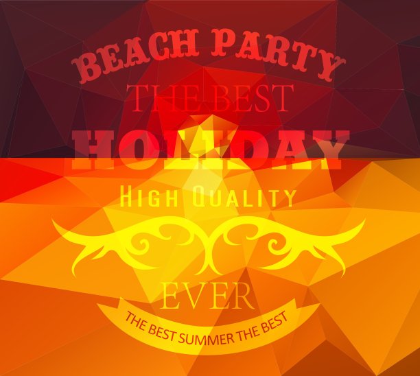 多边形的海边景色夏季海报图片下载