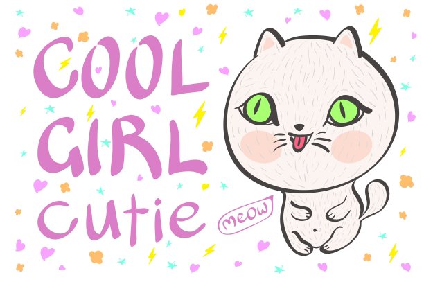 酷女孩可爱的小白猫图片下载