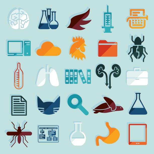 一套兽医平面图标图片下载