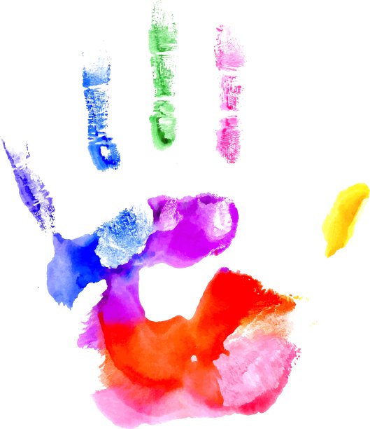 手印在鲜艳的彩虹颜色图片下载