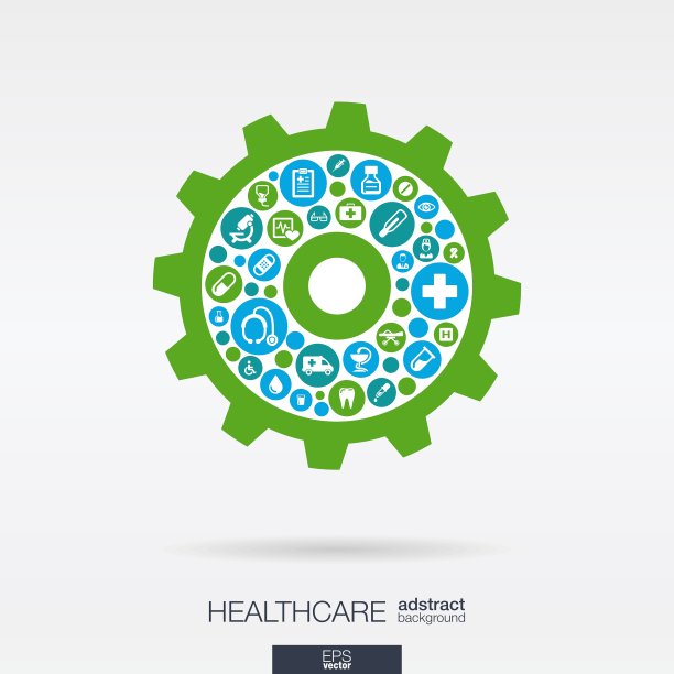 平面图标，齿轮形医疗卫生图片下载