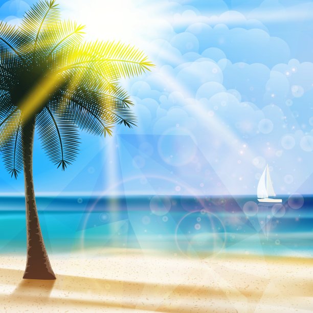 海边风景海报和几何形状图片下载