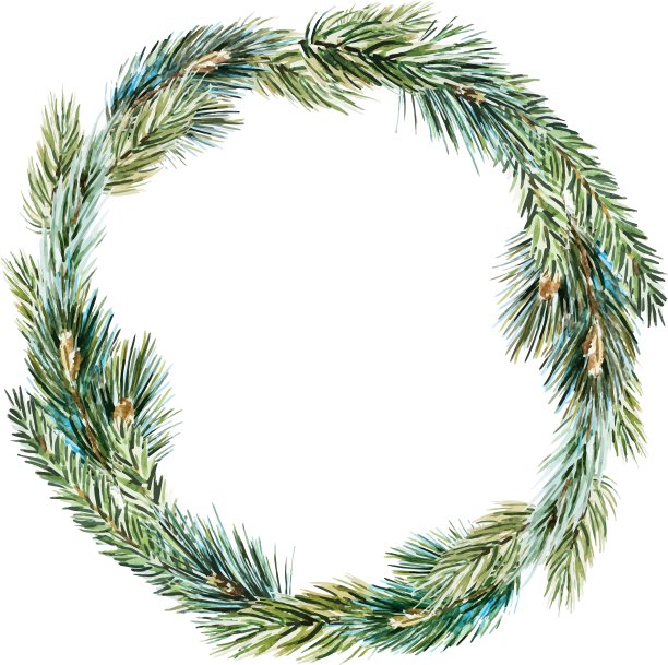 水彩圣诞花环图片下载