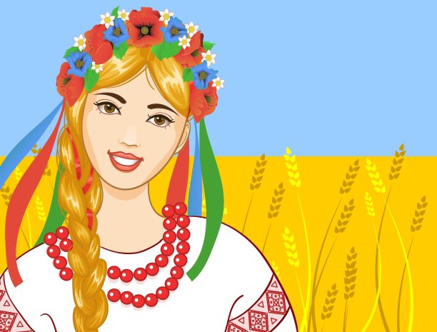 穿着乌克兰衣服的年轻女子图片下载