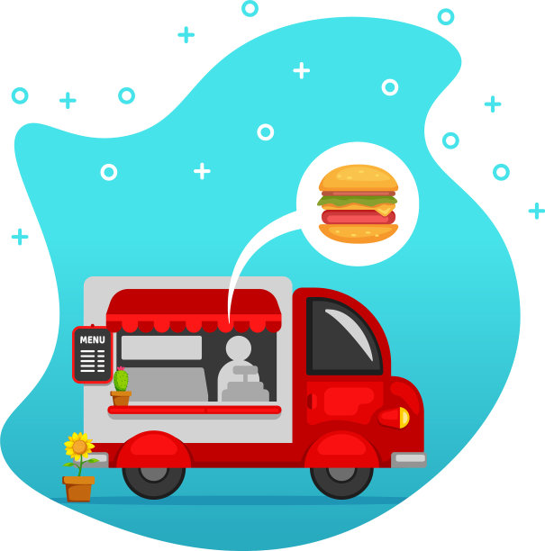 卖汉堡的快餐车街边小吃摊图片下载