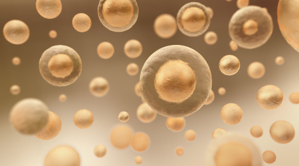 抽象的金细胞分子结构，抽象的背景，三维渲染图片下载