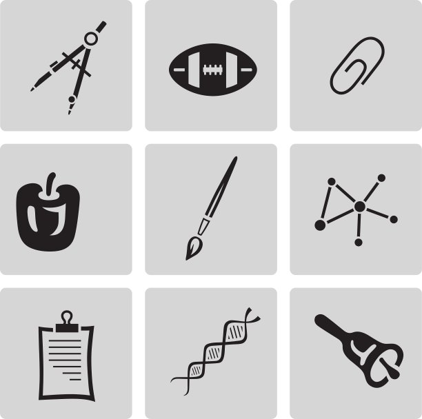 教育图标设置黑色标志在灰色背景图片下载