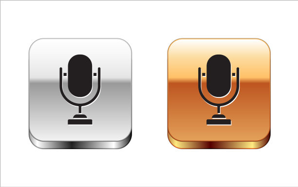 黑色麦克风图标隔离在白色背景图片下载